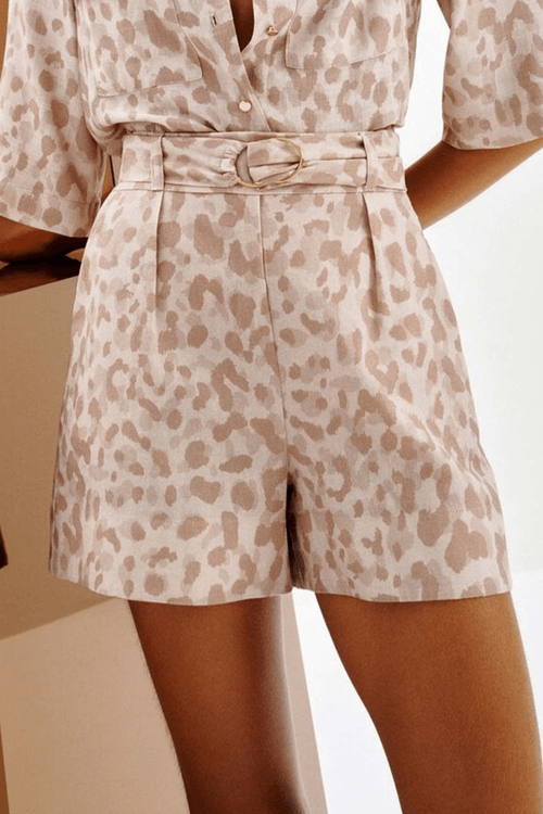 Shorts Estampado Alfaiataria com Cinto Lez a Lez